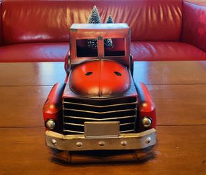 Vintage Metal Red Truck with 3 Removable Bottlebrush Treesby Valerie -