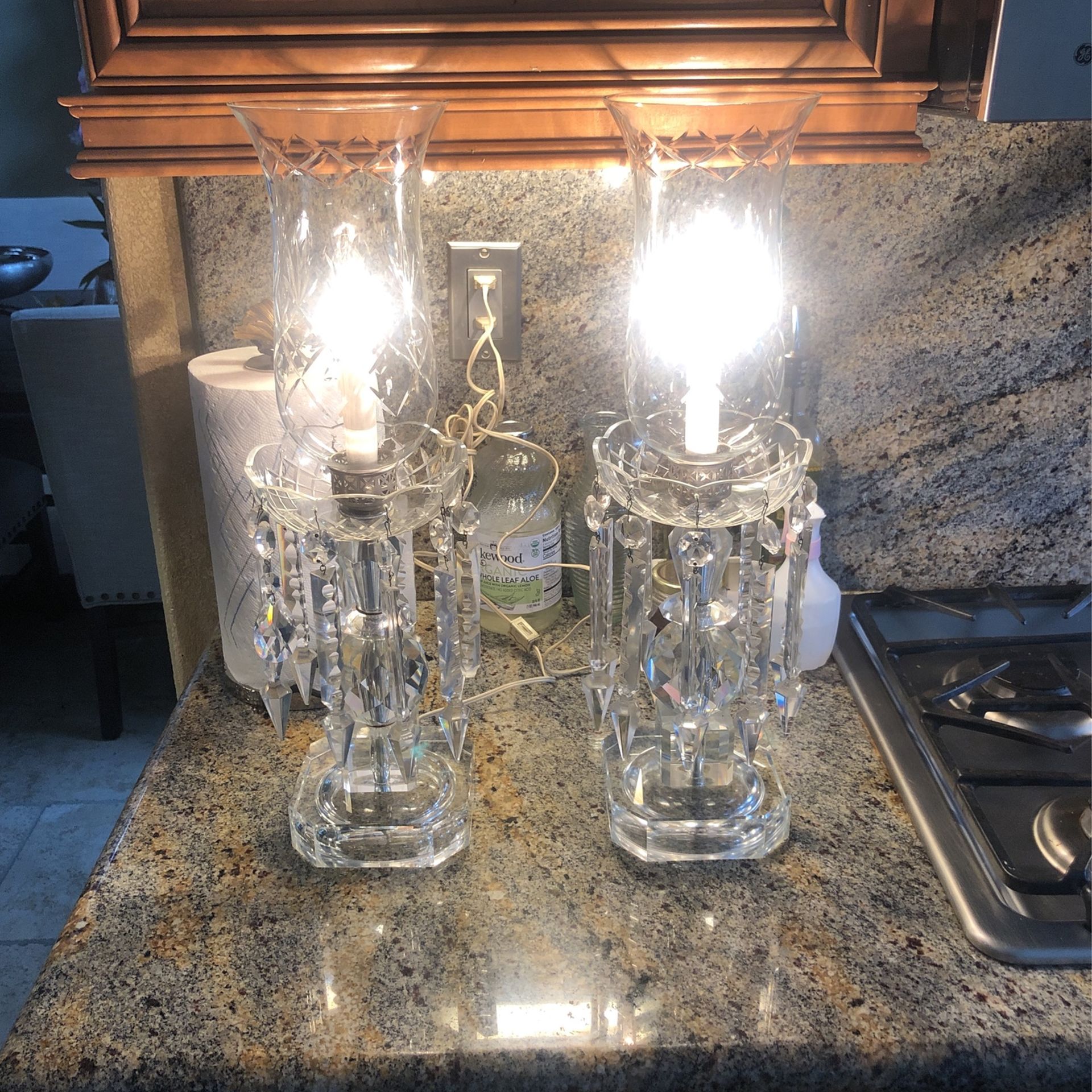 Pair Of Beautiful Vintage Crystal Lamps