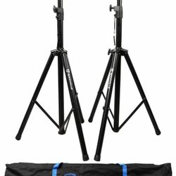 NEW! Rockville RVSS2 Pair Adjustable Tripod DJ PA Speaker Stands (2), Sturdy Steel Construction, Lightweight, Carrying Case Included, Perfect for DJs 