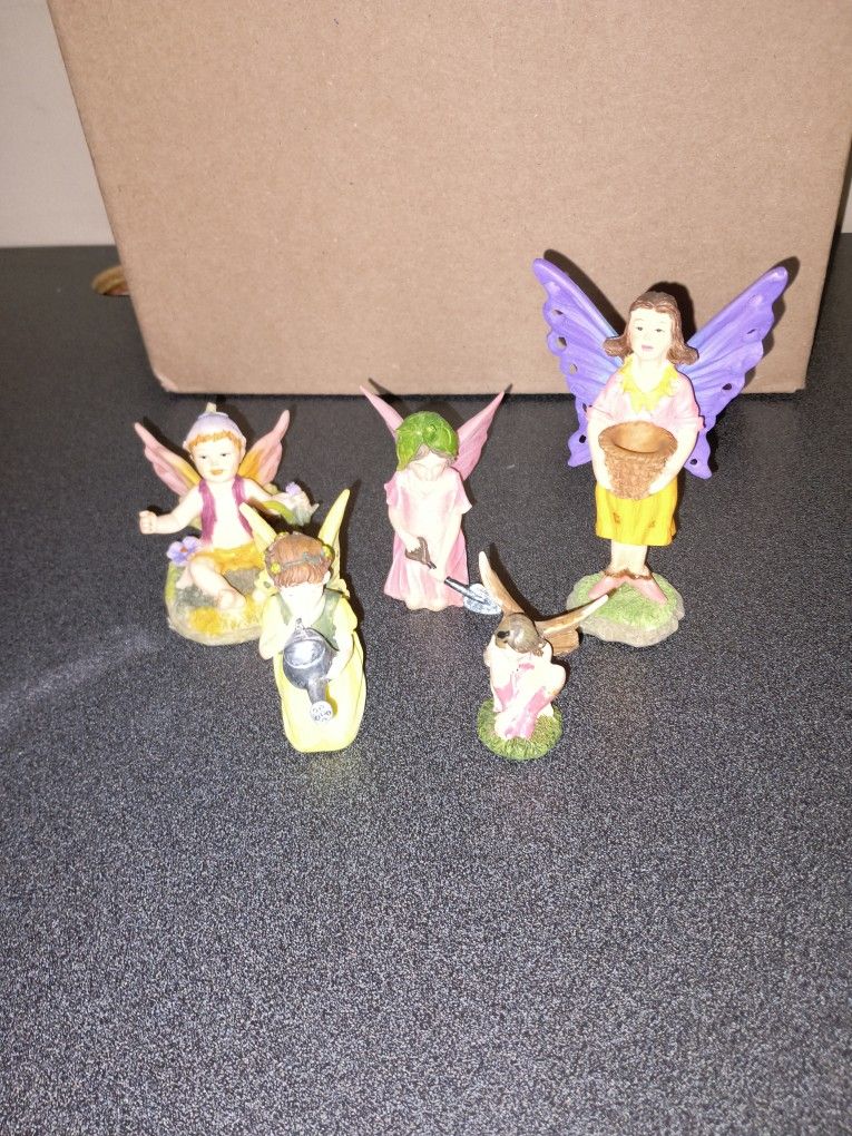 5 Beautiful Garden Fairies Very Clean 