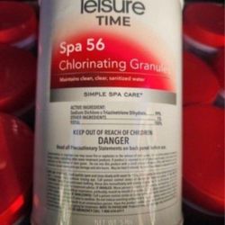 Leisure Time E5 Spa 56 Clorinating Granules for Spas and Hot Tubs. We have 12 containers, one container for 5 pounds. $250 for all 12 containers or on