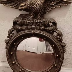 Vintage Syroco Convex Americana Mirror 16" Bald Eagle Federal Regency Style 