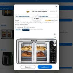 Gourmia 6-Slice Digital Toaster Oven Air Fryer with 19 One-Touch Presets, Stainless Steel