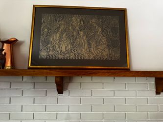 39 x 26 inch framed brass rubbing art piece
