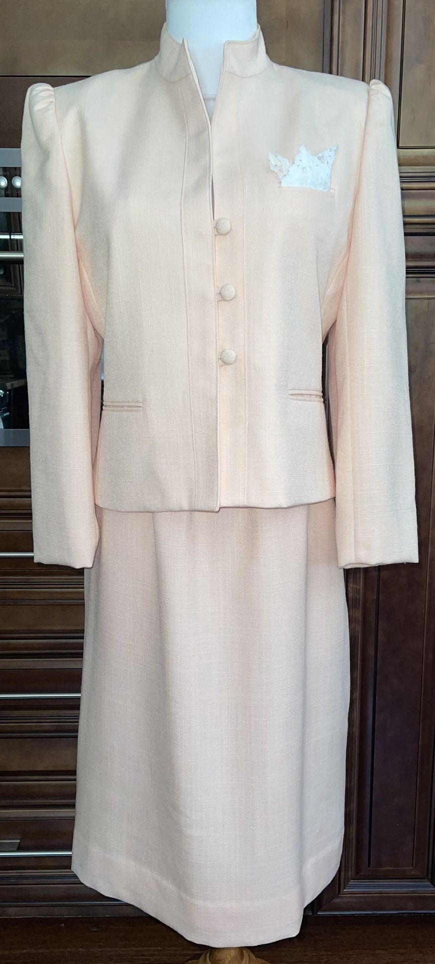 Christopher Vintage Women’s Pink Suit Jacket/Skirt 2 Piece Set.