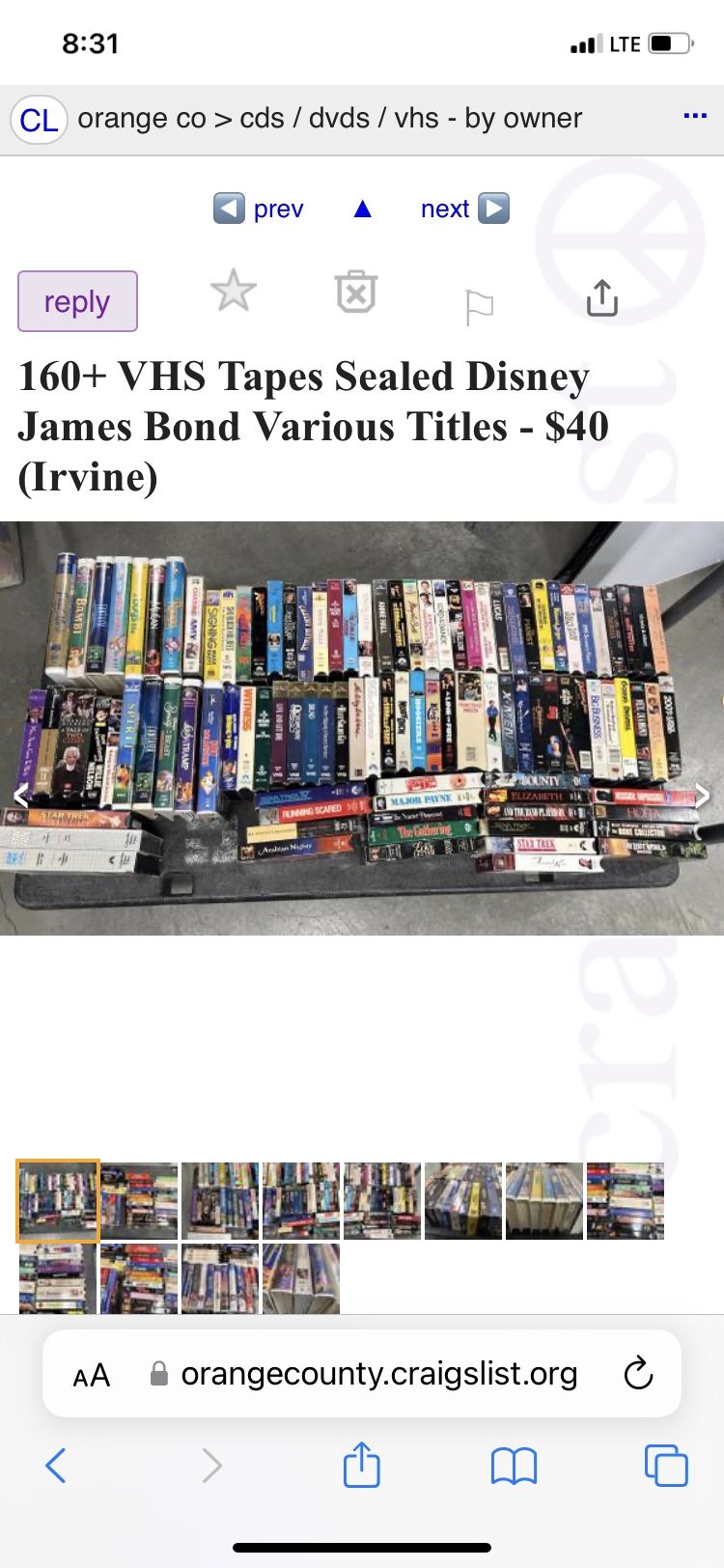 160 + VHS Tapes Sealed Disney James Bond Various Titles $50 Irvine