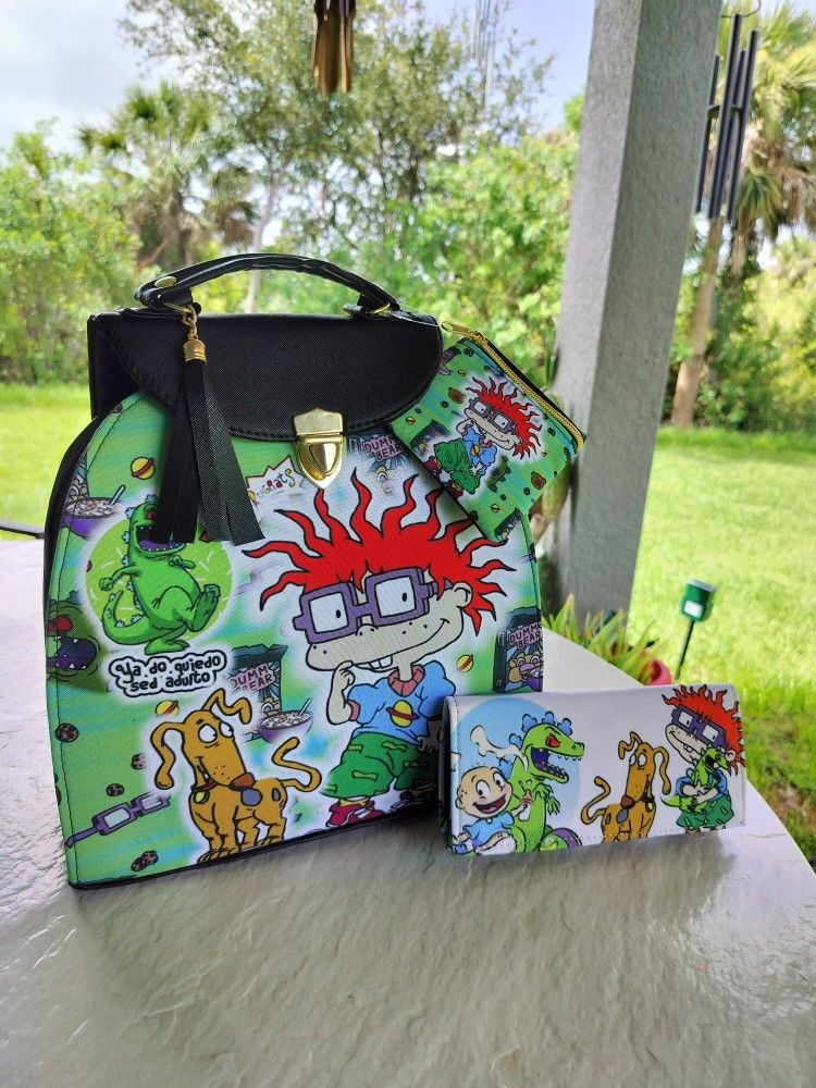 Chucky,The Rugrats Purse Bag/Backpack, Wallet And Coins Purse