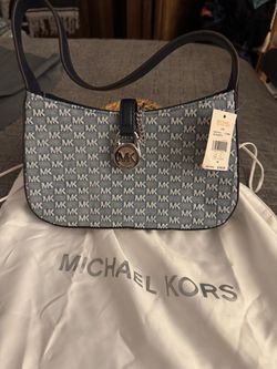 Michael Kors Lyra Small Denim Monogram Pochette