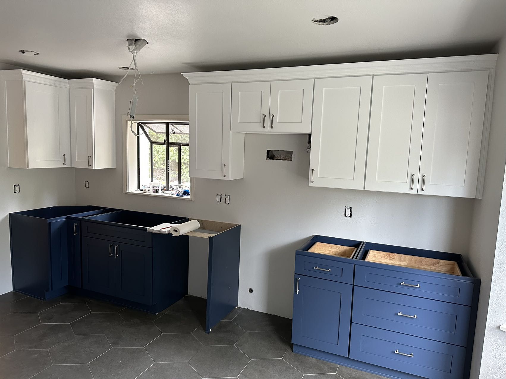 Blue and White cabinets on Sale