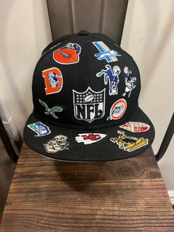 RARE New Era size 7 1/8 Black NFL Chicago Bears 🐻 and All Historic Team Logos 59FIFTY Fitted Hat