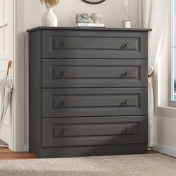 Dresser, Black Dresser Tall dresser with Large Storage Space, 4 Drawer Dresser for Bedroom, Hallway, Entryway