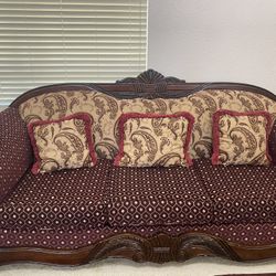 Muticolor Beige And Maroon Sofas