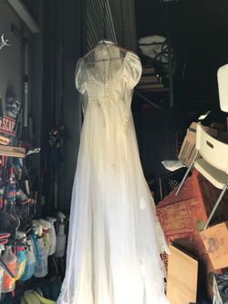 White Wedding Gown with Lace Bodice