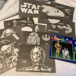 “Lite Bright Sets 1999 Star Wars” 1998 General Set + More + Lot Unpunched Refill