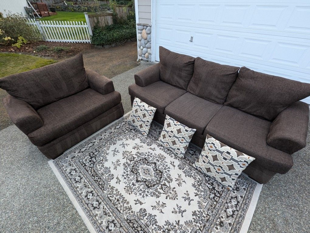 Brown Sofa And Chair Set Delivery Available