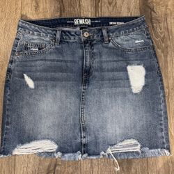 Rewash Blue Distressed Denim Mini Skirt Vintage Reunion(11/30)