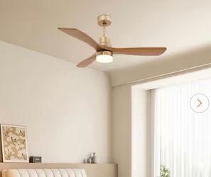 OUKANING 48 in. Integrated LED Indoor Reversible 6 Speeds Smart Timing Light Brown Ceiling Fan with Light and Remote