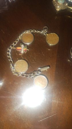 vintage Canadian bracelet with 4 1970s coins