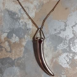 Swavorski Italian Cornicello Fertility Horn Charm GT Red Crystal 12kgf Chain 16"