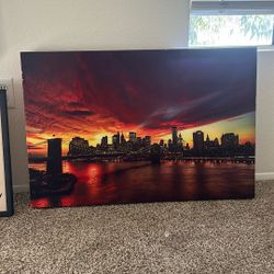 City Skyline Sunset Wall Canvas 