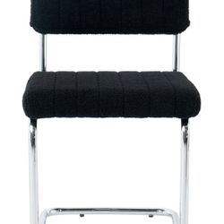 New in box   Modern Simple Light Luxury Dining Chairs with Silver Metal Legs - Set of 4, Black Bow-Back Student Chairs for Family Dining Room, Bedroom