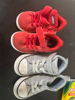 2 Pairs Toddler Sneakers Adidas and Gray High-Top