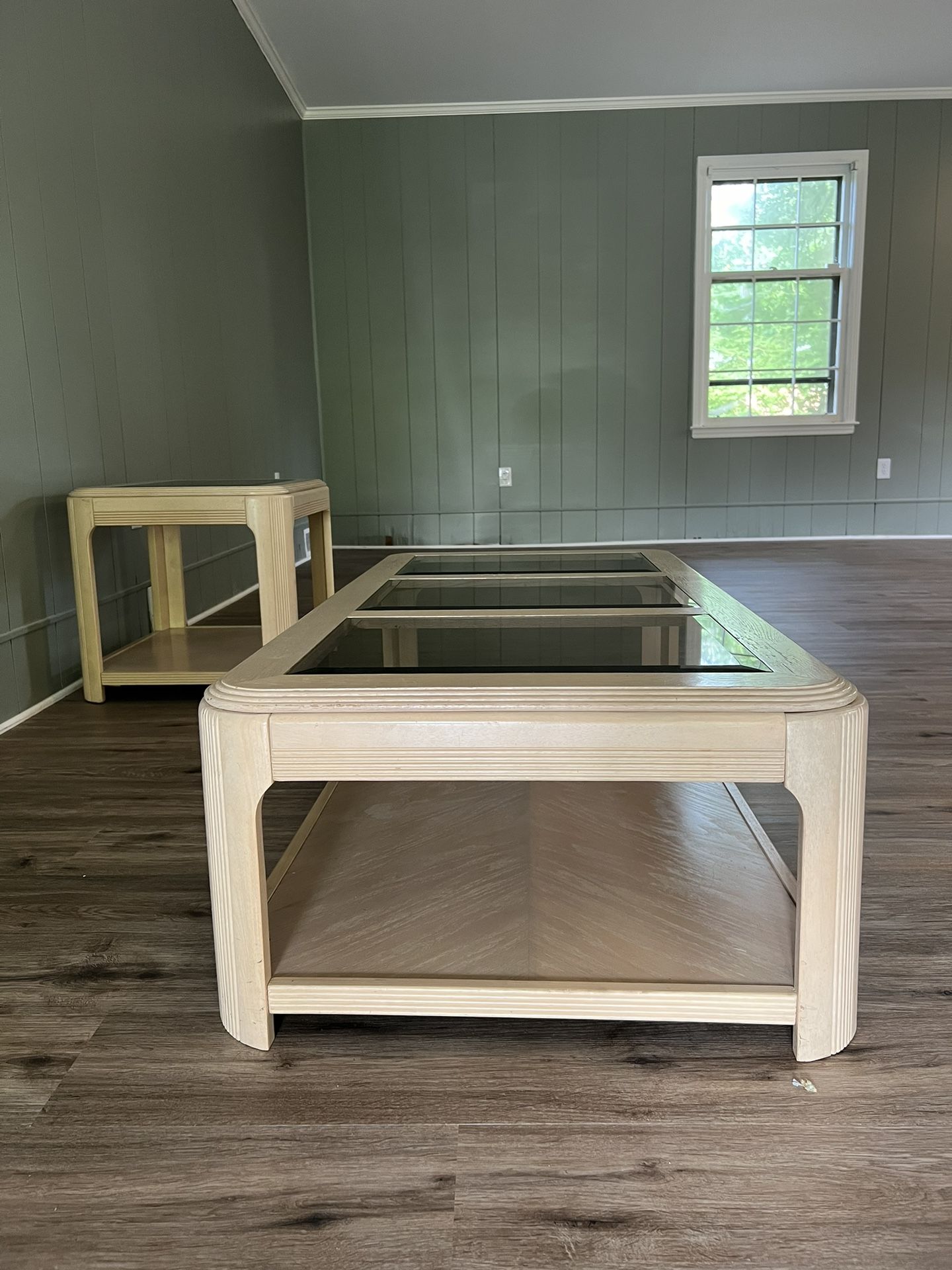 Wood/Glass Coffee Table & Side Table 