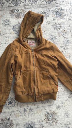 Levi's Jacket Mens M Brown Hooded Sherpa Lined Canvas Work Jacket Prototype Rare