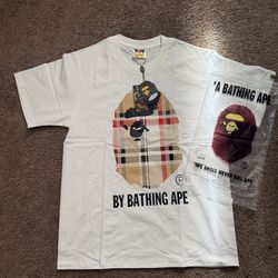 White Burberry Bape Tee