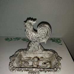 Iron, Rooster, Soap, Holder, 8" Heavy