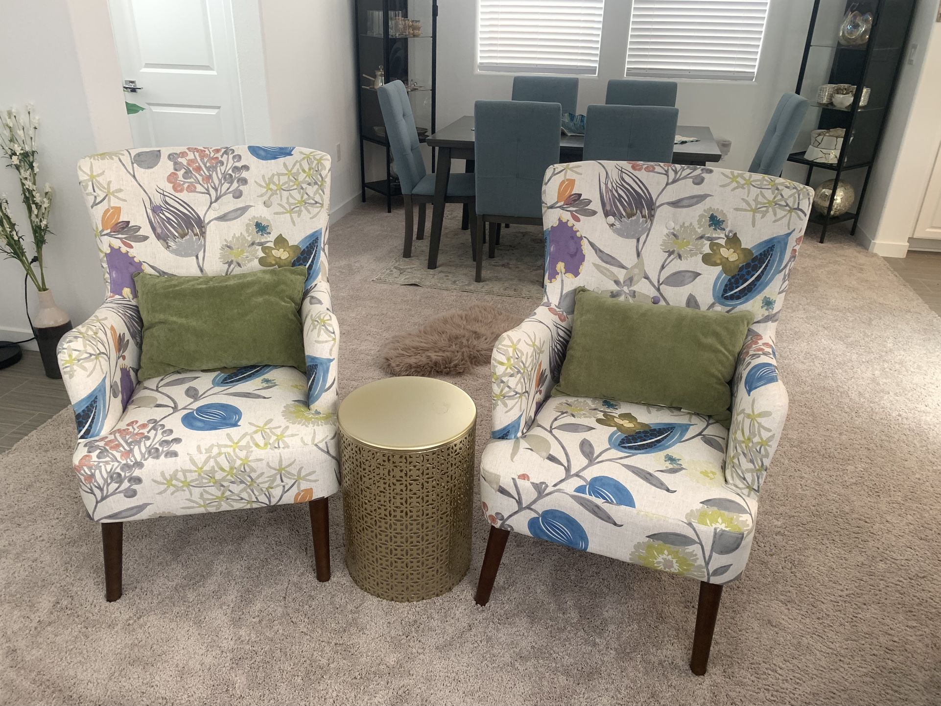 2 Floral Accent Armchairs