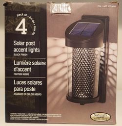 Naturally Solar 4-Pack Solar Post Accent Lights Black Finish Outdoor