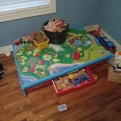 Train Table And Train With Lots Of Tracks