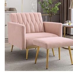 Modern Velvet Tufted Lounge Chair, Single Recliner Armchair 