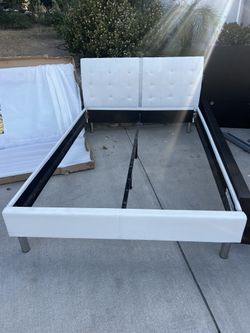 White Leather Bed Frame