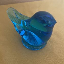 Vintage Happiness Bluebird art glass