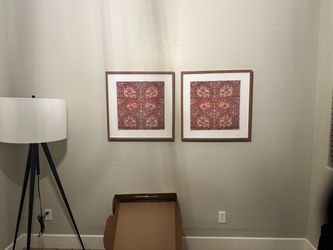 BEAUTIFUL - Matching Pair of Framed William Morris–Style Wall Art (25x25")