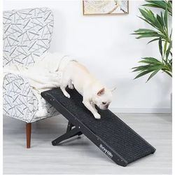 19" Tall Pet Ramp - Small to Medium Dogs and Cats Use - Wooden Folding Portable Dog Ramp Perfect for Couch or Bed with Non Slip Carpet Surface - 4 Lev
