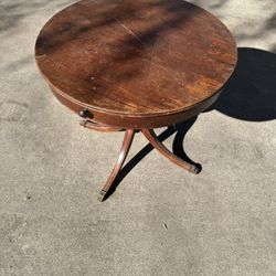 Antique Round Table With Brass Feet