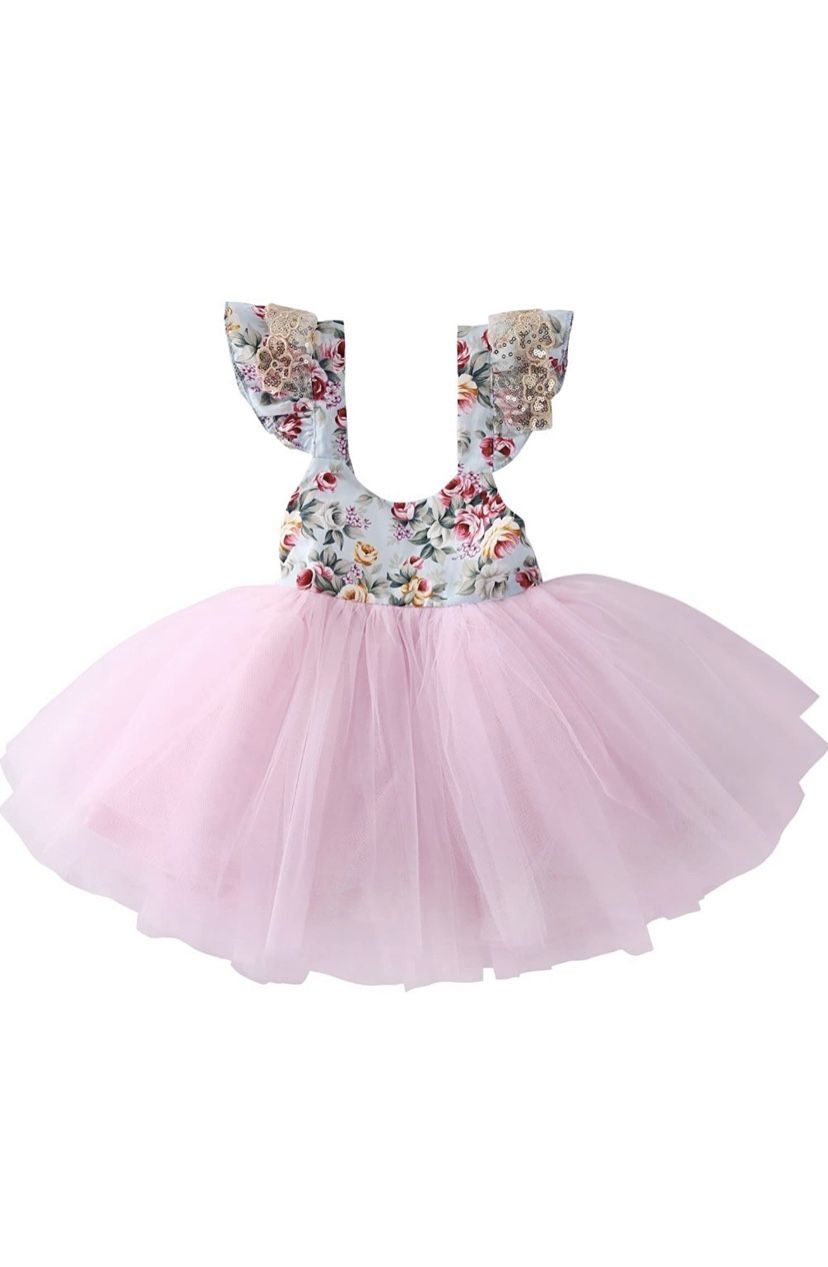 Newborn Toddler Baby Girls Floral Dress Party Ball Gown Lace Tutu Formal Dresses Sundress