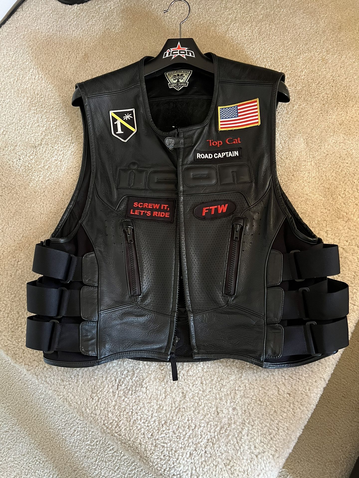 Black Leather Motorcycle Vest Icon