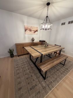 Dining table and benches