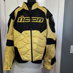 yellow Icon 2XL XXL Men's TIMAX Textile Motorcycle Riding Jacket | Titanium