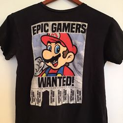 Super Mario Epic Gamers Wanted tshirt black Kids Small