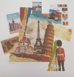 European Collage Artwork Limited Edition Lithograph