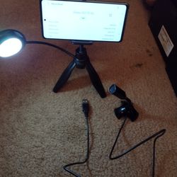 Web Cam, Microphone, Phone Stand With LED Light, Also Metal Laptop Stand 