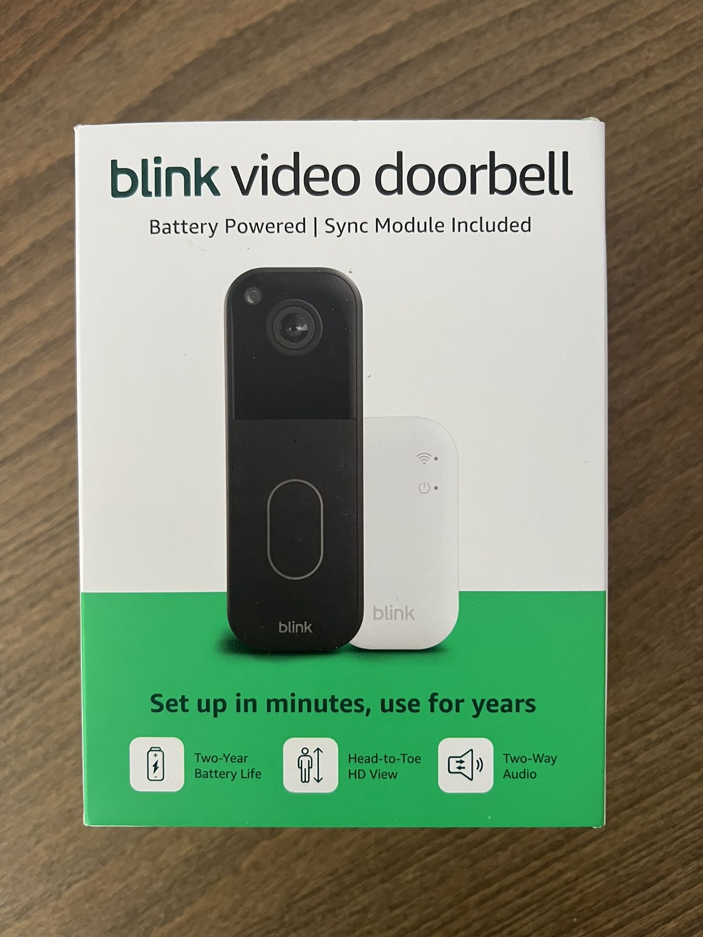 Blink Video Doorbell (newest model) – Head-to-toe HD view, two-year battery life, and edge AI processing. Sync Module Core included – System (Black)