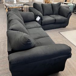 Living Room Furniture Set, Sofa and Loveseat, Black, New