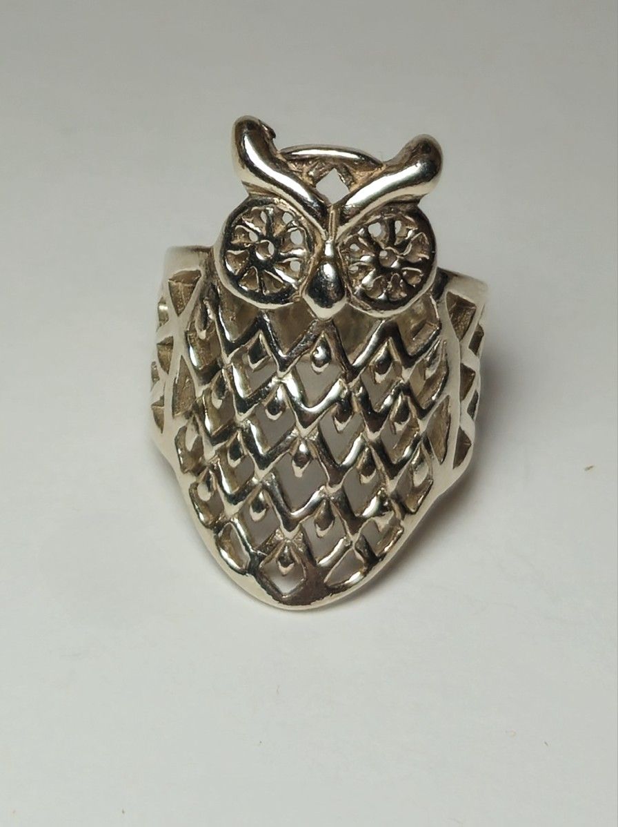 925 Silver Owl Ring 