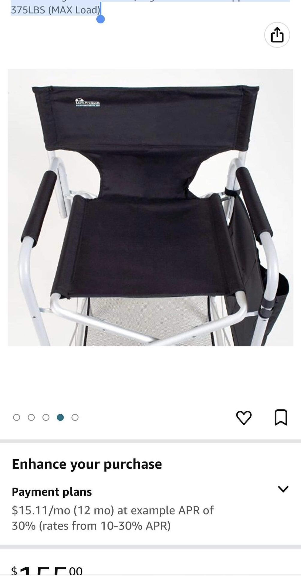 Tall Directors Chairs Foldable 26.4",Makeup Artist Chair for Clients with Side Table Cup Holder Storage Bag 400lbs Capacity 23.2" L x 19.7" W x 40.6" 